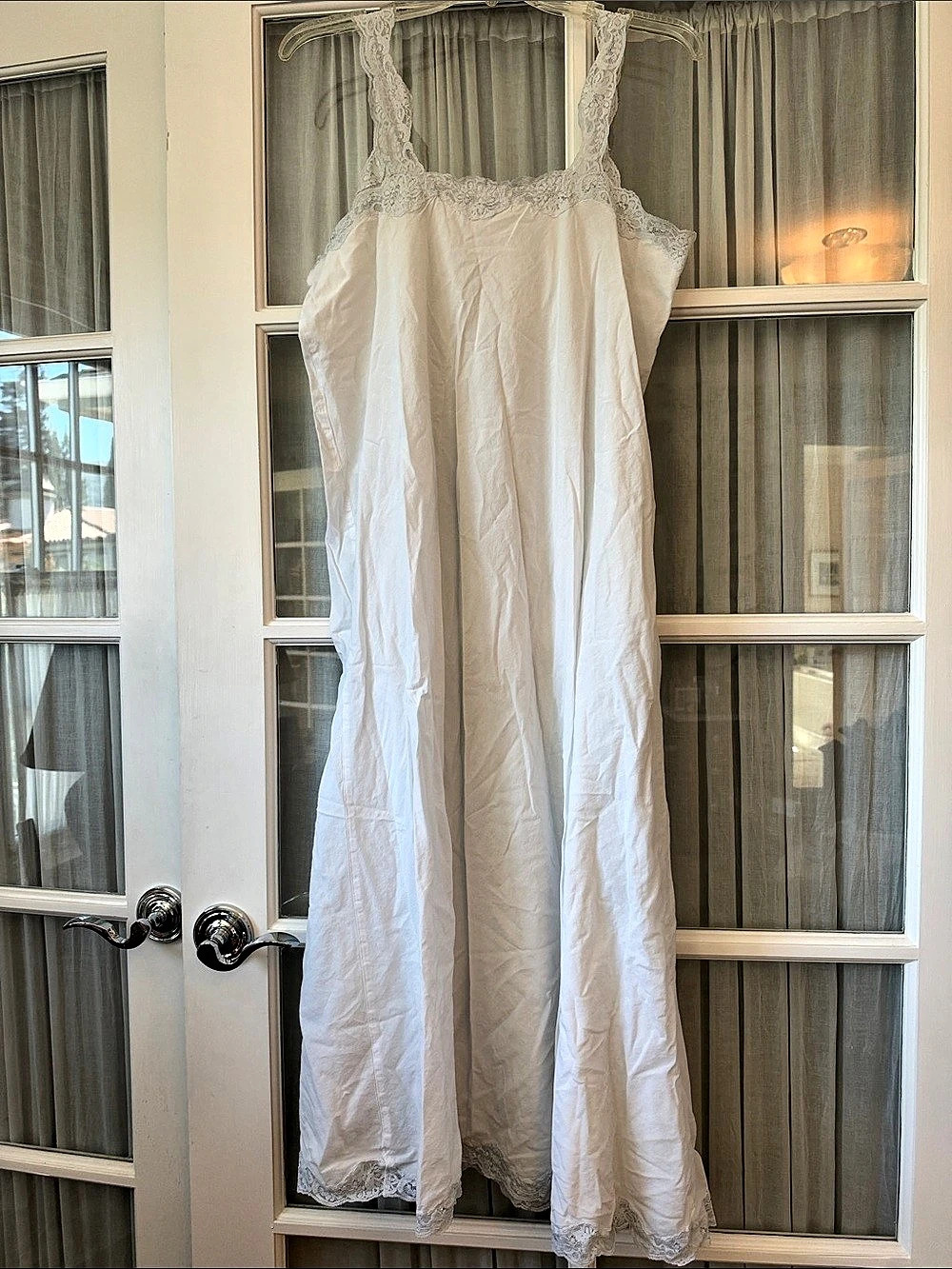 White Lace Trim Slip Nightgown
